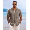 COOFANDY Men’s Button Down Shirts Short Sleeve Casual Summer Beach Vacation Wedding Shirt with Pocket(Brown)