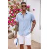 COOFANDY Men’s Button Down Shirts Short Sleeve Casual Summer Beach Vacation Wedding Shirt with Pocket(Clear Blue)