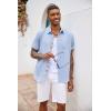 COOFANDY Men’s Button Down Shirts Short Sleeve Casual Summer Beach Vacation Wedding Shirt with Pocket(Clear Blue)