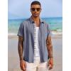 COOFANDY Men’s Button Down Shirts Short Sleeve Casual Summer Beach Vacation Wedding Shirt with Pocket(Dark Blue)