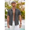 COOFANDY Men’s Button Down Shirts Short Sleeve Casual Summer Beach Vacation Wedding Shirt with Pocket(Deep Grey)