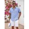 COOFANDY Men’s Button Down Shirts Short Sleeve Casual Summer Beach Vacation Wedding Shirt with Pocket(Denim Blue)
