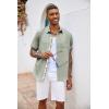 COOFANDY Men’s Button Down Shirts Short Sleeve Casual Summer Beach Vacation Wedding Shirt with Pocket(Green)