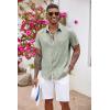 COOFANDY Men’s Button Down Shirts Short Sleeve Casual Summer Beach Vacation Wedding Shirt with Pocket(Green)