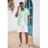 COOFANDY Men’s Button Down Shirts Short Sleeve Casual Summer Beach Vacation Wedding Shirt with Pocket(Ice Green)