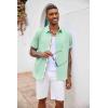 COOFANDY Men’s Button Down Shirts Short Sleeve Casual Summer Beach Vacation Wedding Shirt with Pocket(Ice Green)