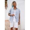 COOFANDY Men’s Button Down Shirts Short Sleeve Casual Summer Beach Vacation Wedding Shirt with Pocket(Lake Blue)