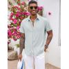 COOFANDY Men’s Button Down Shirts Short Sleeve Casual Summer Beach Vacation Wedding Shirt with Pocket(Light Blue)