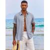 COOFANDY Men’s Button Down Shirts Short Sleeve Casual Summer Beach Vacation Wedding Shirt with Pocket(Light Denim Blue)