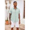 COOFANDY Men’s Button Down Shirts Short Sleeve Casual Summer Beach Vacation Wedding Shirt with Pocket(Light Green)