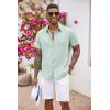 COOFANDY Men’s Button Down Shirts Short Sleeve Casual Summer Beach Vacation Wedding Shirt with Pocket(Light Green)