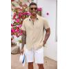 COOFANDY Men’s Button Down Shirts Short Sleeve Casual Summer Beach Vacation Wedding Shirt with Pocket(Light Khaki)