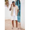 COOFANDY Men’s Button Down Shirts Short Sleeve Casual Summer Beach Vacation Wedding Shirt with Pocket(Light Khaki)