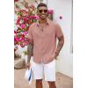 COOFANDY Men’s Button Down Shirts Short Sleeve Casual Summer Beach Vacation Wedding Shirt with Pocket(Misty Rose)