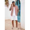COOFANDY Men’s Button Down Shirts Short Sleeve Casual Summer Beach Vacation Wedding Shirt with Pocket(Misty Rose)
