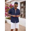 COOFANDY Men’s Button Down Shirts Short Sleeve Casual Summer Beach Vacation Wedding Shirt with Pocket(Navy Blue)