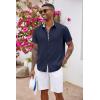 COOFANDY Men’s Button Down Shirts Short Sleeve Casual Summer Beach Vacation Wedding Shirt with Pocket(Navy Blue)