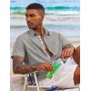 COOFANDY Men’s Button Down Shirts Short Sleeve Casual Summer Beach Vacation Wedding Shirt with Pocket(Pale Grey)