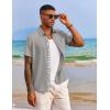 COOFANDY Men’s Button Down Shirts Short Sleeve Casual Summer Beach Vacation Wedding Shirt with Pocket(Pale Grey)