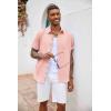 COOFANDY Men’s Button Down Shirts Short Sleeve Casual Summer Beach Vacation Wedding Shirt with Pocket(Pink)