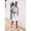 COOFANDY Men’s Button Down Shirts Short Sleeve Casual Summer Beach Vacation Wedding Shirt with Pocket(Stone)
