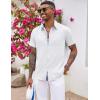 COOFANDY Men’s Button Down Shirts Short Sleeve Casual Summer Beach Vacation Wedding Shirt with Pocket(White – Blue Plaid)