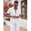 COOFANDY Men’s Button Down Shirts Short Sleeve Casual Summer Beach Vacation Wedding Shirt with Pocket(White – Blue Plaid)