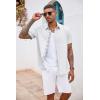 COOFANDY Men’s Button Down Shirts Short Sleeve Casual Summer Beach Vacation Wedding Shirt with Pocket(White)