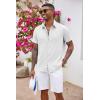 COOFANDY Men’s Button Down Shirts Short Sleeve Casual Summer Beach Vacation Wedding Shirt with Pocket(White)