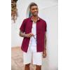COOFANDY Men’s Button Down Shirts Short Sleeve Casual Summer Beach Vacation Wedding Shirt with Pocket(Wine Red)