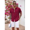 COOFANDY Men’s Button Down Shirts Short Sleeve Casual Summer Beach Vacation Wedding Shirt with Pocket(Wine Red)