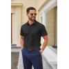 COOFANDY Mens Wrinkle Free Dress Shirt Short Sleeve Button Down Print Shirt Summer Business Casual Shirts with Pocket(A-black)