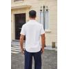 COOFANDY Mens Wrinkle Free Dress Shirt Short Sleeve Button Down Print Shirt Summer Business Casual Shirts with Pocket(A-white)