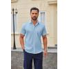 COOFANDY Mens Wrinkle Free Dress Shirt Short Sleeve Button Down Print Shirt Summer Business Casual Shirts with Pocket(Blue)