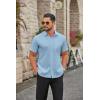 COOFANDY Mens Wrinkle Free Dress Shirt Short Sleeve Button Down Print Shirt Summer Business Casual Shirts with Pocket(Blue)