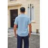 COOFANDY Mens Wrinkle Free Dress Shirt Short Sleeve Button Down Print Shirt Summer Business Casual Shirts with Pocket(Blue)