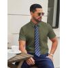 COOFANDY Mens Wrinkle Free Dress Shirt Short Sleeve Button Down Print Shirt Summer Business Casual Shirts with Pocket(Dark Army Green)