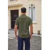 COOFANDY Mens Wrinkle Free Dress Shirt Short Sleeve Button Down Print Shirt Summer Business Casual Shirts with Pocket(Dark Army Green)