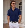 COOFANDY Mens Wrinkle Free Dress Shirt Short Sleeve Button Down Print Shirt Summer Business Casual Shirts with Pocket(Dark Blue)