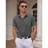 COOFANDY Mens Wrinkle Free Dress Shirt Short Sleeve Button Down Print Shirt Summer Business Casual Shirts with Pocket(Dark Gray)