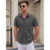 COOFANDY Mens Wrinkle Free Dress Shirt Short Sleeve Button Down Print Shirt Summer Business Casual Shirts with Pocket(Dark Gray)