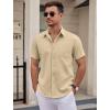 COOFANDY Mens Wrinkle Free Dress Shirt Short Sleeve Button Down Print Shirt Summer Business Casual Shirts with Pocket(Khaki)