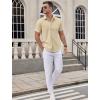 COOFANDY Mens Wrinkle Free Dress Shirt Short Sleeve Button Down Print Shirt Summer Business Casual Shirts with Pocket(Khaki)