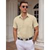 COOFANDY Mens Wrinkle Free Dress Shirt Short Sleeve Button Down Print Shirt Summer Business Casual Shirts with Pocket(Khaki)