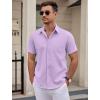 COOFANDY Mens Wrinkle Free Dress Shirt Short Sleeve Button Down Print Shirt Summer Business Casual Shirts with Pocket(Lavender)
