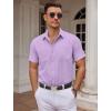 COOFANDY Mens Wrinkle Free Dress Shirt Short Sleeve Button Down Print Shirt Summer Business Casual Shirts with Pocket(Lavender)