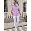 COOFANDY Mens Wrinkle Free Dress Shirt Short Sleeve Button Down Print Shirt Summer Business Casual Shirts with Pocket(Lavender)