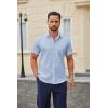 COOFANDY Mens Wrinkle Free Dress Shirt Short Sleeve Button Down Print Shirt Summer Business Casual Shirts with Pocket(Light Blue-square)