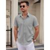 COOFANDY Mens Wrinkle Free Dress Shirt Short Sleeve Button Down Print Shirt Summer Business Casual Shirts with Pocket(Light Gray)