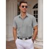 COOFANDY Mens Wrinkle Free Dress Shirt Short Sleeve Button Down Print Shirt Summer Business Casual Shirts with Pocket(Light Gray)